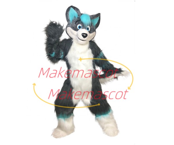 Mischievous The Long Wool Husky Dog Mascot Costume Mischievous The Long Wool Husky Dog Mascot Costume