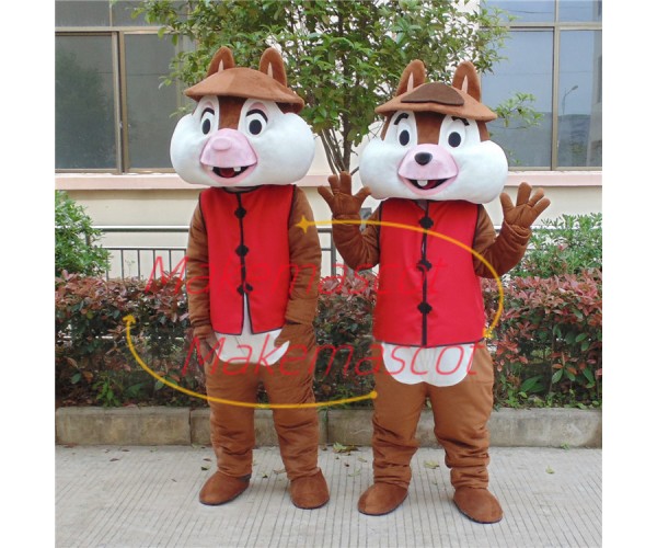 Squirrel Brothers In Red Waistcoat Mascot Costume Squirrel Brothers In Red Waistcoat Mascot Costume