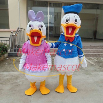 Donald Duck Couple With Open Mouth Mascot Costume