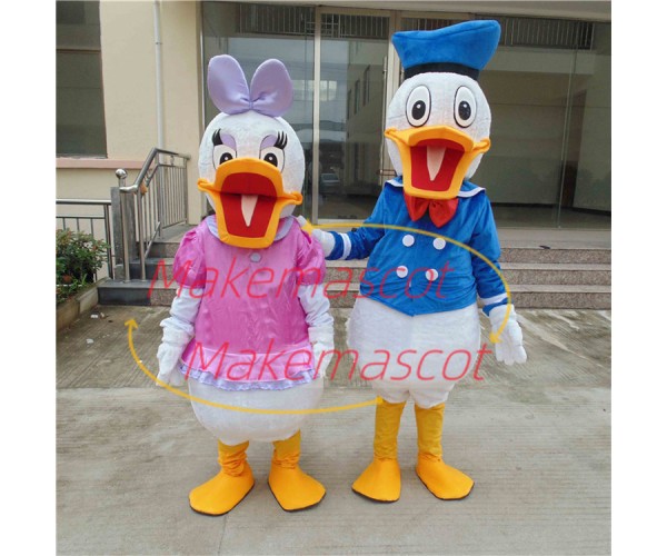 Donald Duck Couple With Open Mouth Mascot Costume