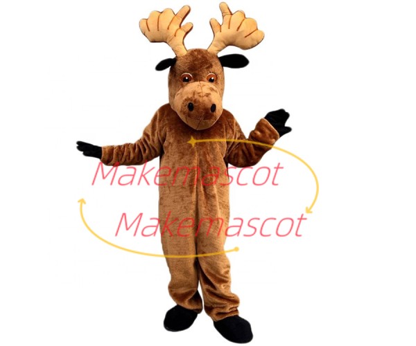Adult Moose With Strong Antlers Mascot Costume Adult Moose With Strong Antlers Mascot Costume