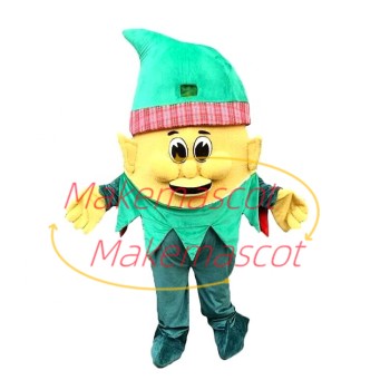 Dwarf Elf In Green Hat Mascot Costume
