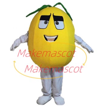 Cartoon Melon With Frowning Expression Mascot Costume Cartoon Melon With Frowning Expression Mascot Costume