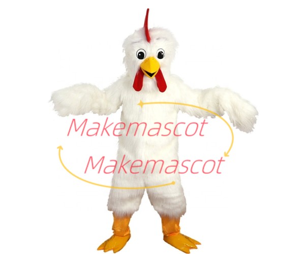 Flapping White Captive Chicken Mascot Costume Flapping White Captive Chicken Mascot Costume