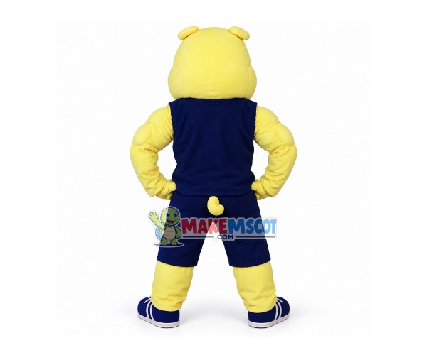 Fitness Trainer The Yellow Muscular Bulldog Mascot Costume Fitness Trainer The Yellow Muscular Bulldog Mascot Costume