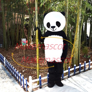 Cute Panda Holding Bamboo Leaves Mascot Costume