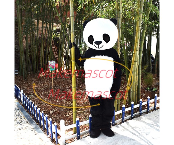 Cute Panda Holding Bamboo Leaves Mascot Costume Cute Panda Holding Bamboo Leaves Mascot Costume