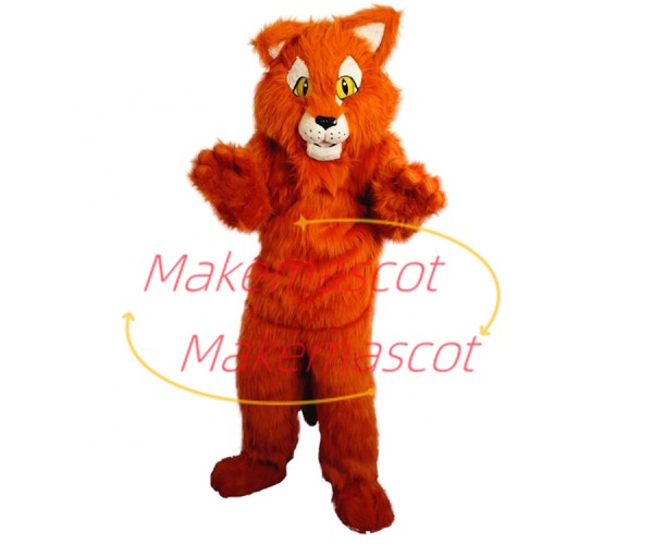 Carefully Observed Orange Furry Tiger Mascot Costume