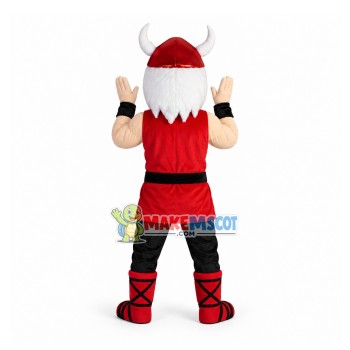 White-bearded Samurai In Red Battle Suit Mascot Costume White-bearded Samurai In Red Battle Suit Mascot Costume