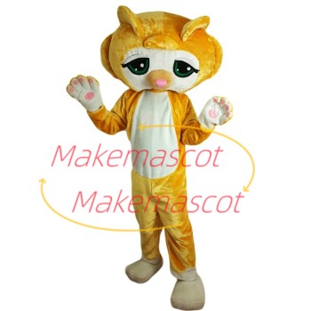 Likable Cartoon Big Eyed Yellow Cat Mascot Costume Likable Cartoon Big Eyed Yellow Cat Mascot Costume