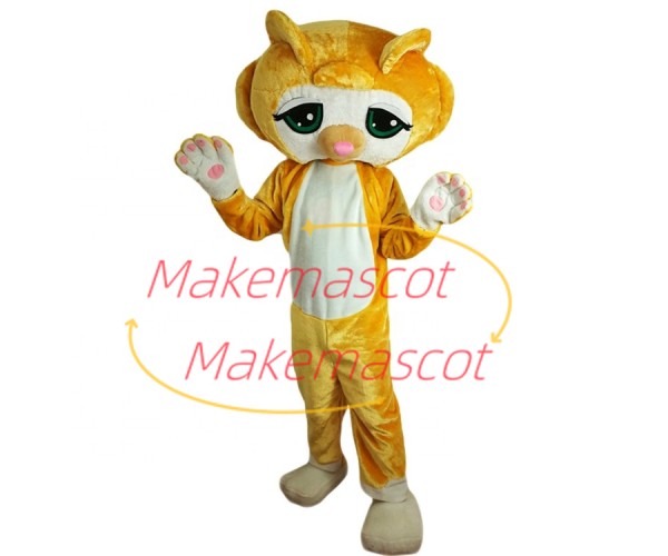 Likable Cartoon Big Eyed Yellow Cat Mascot Costume Likable Cartoon Big Eyed Yellow Cat Mascot Costume