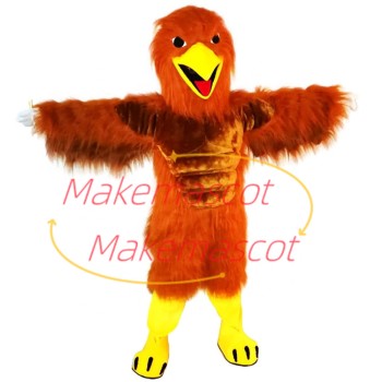 Warning Orange Hairy Muscular Falcon Mascot Costume Warning Orange Hairy Muscular Falcon Mascot Costume