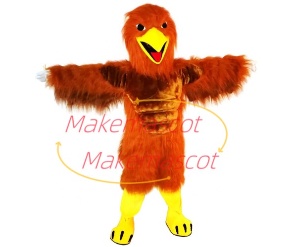 Warning Orange Hairy Muscular Falcon Mascot Costume