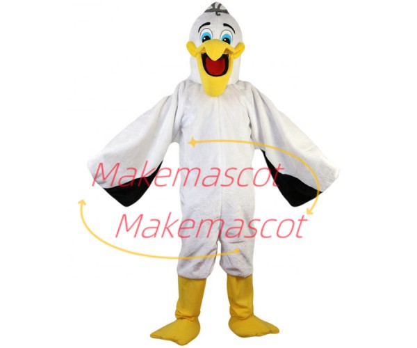 Hoarse The White Pelican Mascot Costume Hoarse The White Pelican Mascot Costume