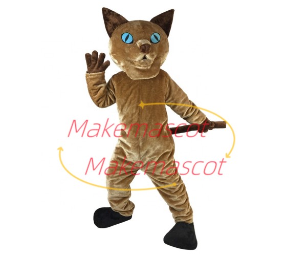 Alert Cat With Water Blue Eyes Mascot Costume