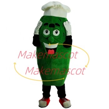 Smiling Vegetable Melon Wearing Chef Hat Mascot Costume