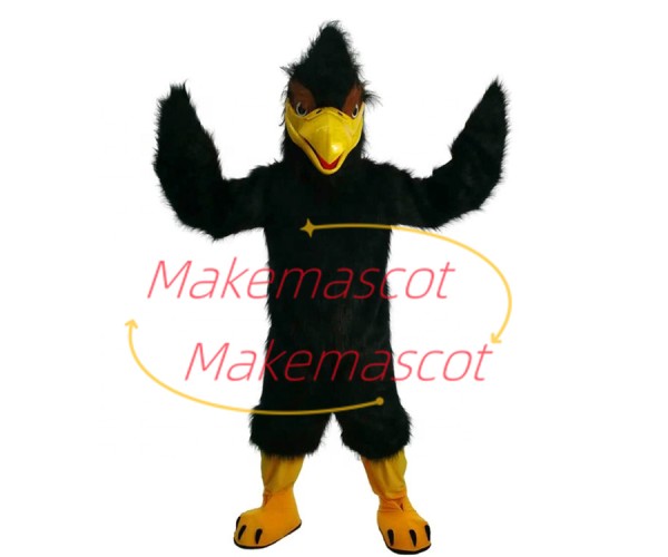 All Over Black Hairy Goshawk Mascot Costume All Over Black Hairy Goshawk Mascot Costume