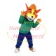 Optimistic Orange Wolf Playing Game Mascot Costume Optimistic Orange Wolf Playing Game Mascot Costume