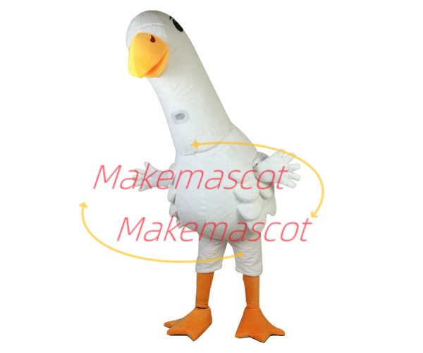 Fluttering Long Neck White Goose Mascot Costume Fluttering Long Neck White Goose Mascot Costume