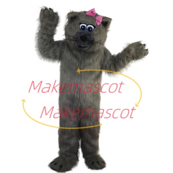 Long-haired Bear With Pink Hairpin Mascot Costume