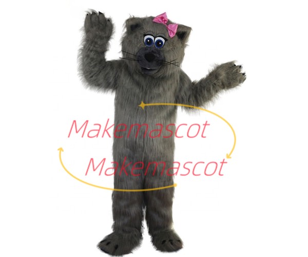 Long-haired Bear With Pink Hairpin Mascot Costume Long-haired Bear With Pink Hairpin Mascot Costume