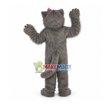 Long-haired Bear With Pink Hairpin Mascot Costume Long-haired Bear With Pink Hairpin Mascot Costume