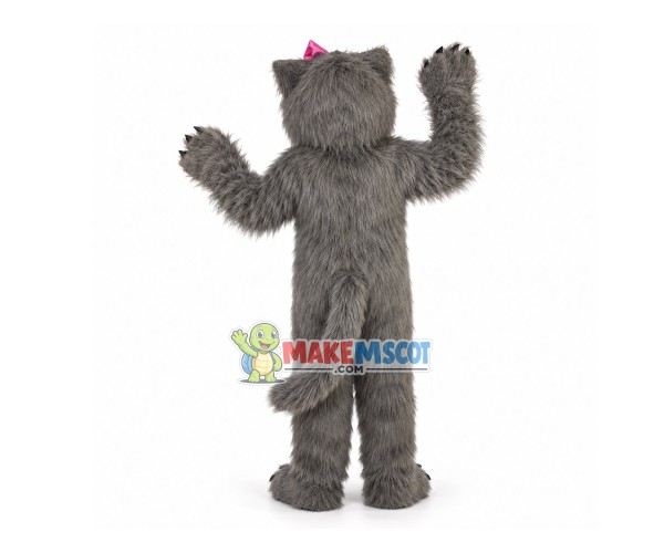Long-haired Bear With Pink Hairpin Mascot Costume Long-haired Bear With Pink Hairpin Mascot Costume