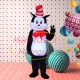 Black & White Cat Wearing Magic Hat Mascot Costume Black & White Cat Wearing Magic Hat Mascot Costume