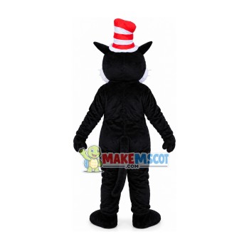 Black & White Cat Wearing Magic Hat Mascot Costume Black & White Cat Wearing Magic Hat Mascot Costume