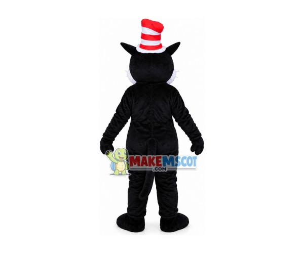 Black & White Cat Wearing Magic Hat Mascot Costume Black & White Cat Wearing Magic Hat Mascot Costume