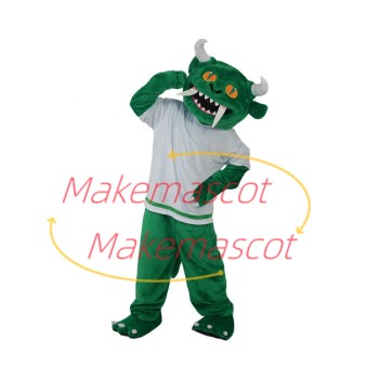 Ugly Green Monster With Fangs Mascot Costume Ugly Green Monster With Fangs Mascot Costume