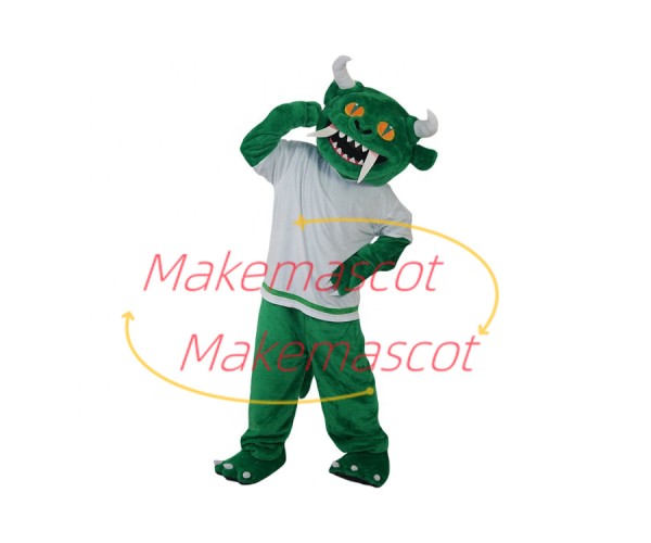 Ugly Green Monster With Fangs Mascot Costume Ugly Green Monster With Fangs Mascot Costume