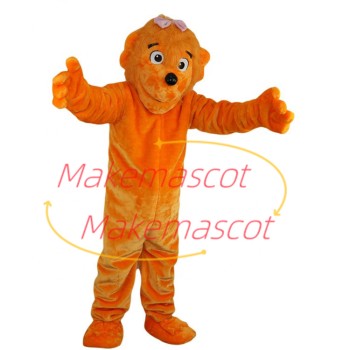 Beautiful Pet Dog In Pink Overalls Mascot Costume