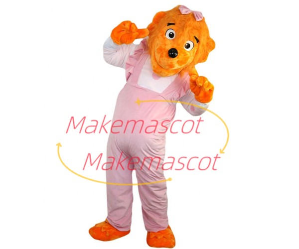 Beautiful Pet Dog In Pink Overalls Mascot Costume Beautiful Pet Dog In Pink Overalls Mascot Costume