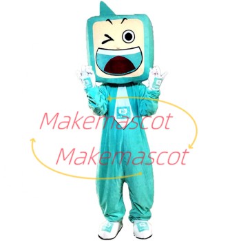 Funny Expression The Square Head Doll Mascot Costume Funny Expression The Square Head Doll Mascot Costume