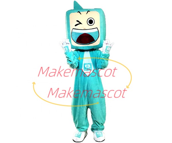 Funny Expression The Square Head Doll Mascot Costume Funny Expression The Square Head Doll Mascot Costume