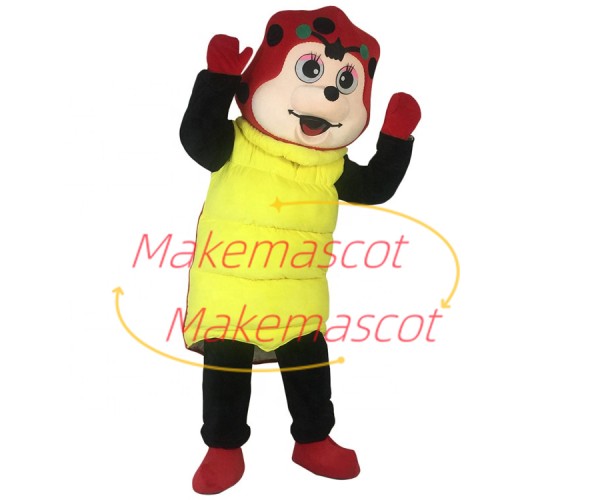 Metamorphosis of Yellow Ladybug Mascot Costume Metamorphosis of Yellow Ladybug Mascot Costume