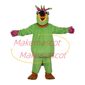 The Noisy Green Parrot Mascot Costume