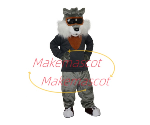 Ski Instructor Grey Wolf Wearing Goggles Mascot Costume Ski Instructor Grey Wolf Wearing Goggles Mascot Costume