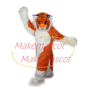Powerful Long Wool Tiger In Prey Mascot Costume