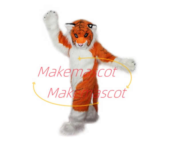 Powerful Long Wool Tiger In Prey Mascot Costume
