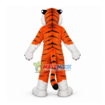 Powerful Long Wool Tiger In Prey Mascot Costume Powerful Long Wool Tiger In Prey Mascot Costume