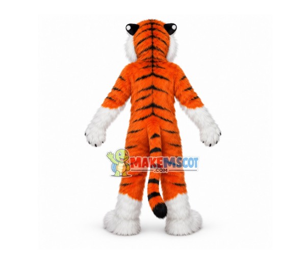 Powerful Long Wool Tiger In Prey Mascot Costume