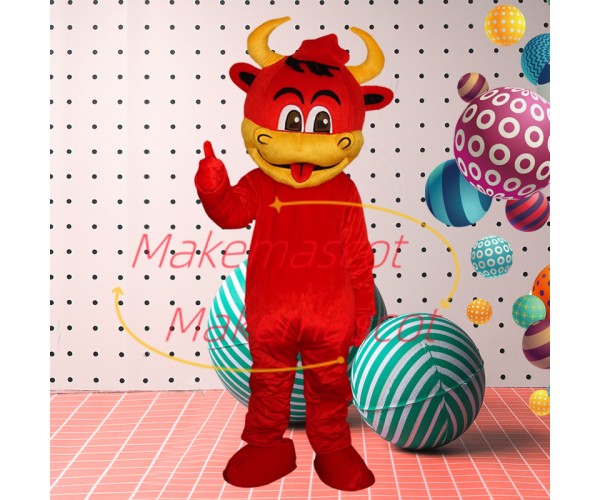 Naughty Calf With Golden Horns Mascot Costume