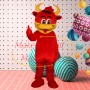 Naughty Calf With Golden Horns Mascot Costume