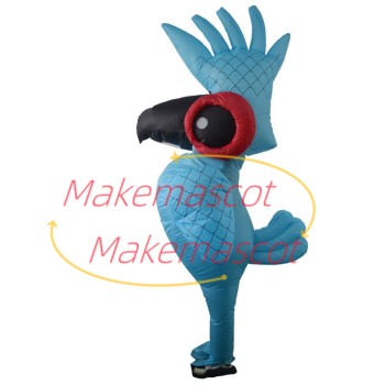 Inflatable Standing Blue Chicken Mascot Costume
