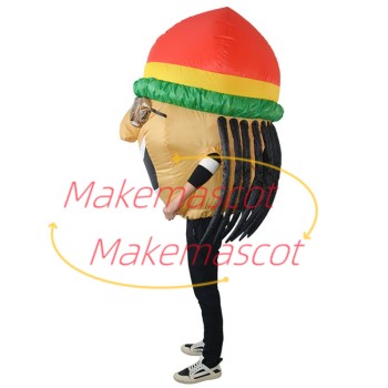 Inflatable Smiley Head With Pigtails Mascot Costume