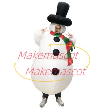 Inflatable Christmas Snowman Adult Mascot Costume