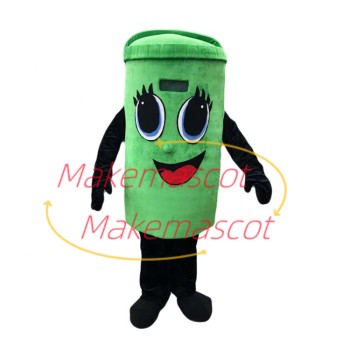 Recyclable Green Trash Can Mascot Cartoon Costume