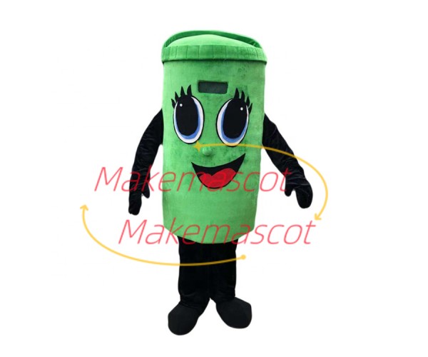 Recyclable Green Trash Can Mascot Cartoon Costume